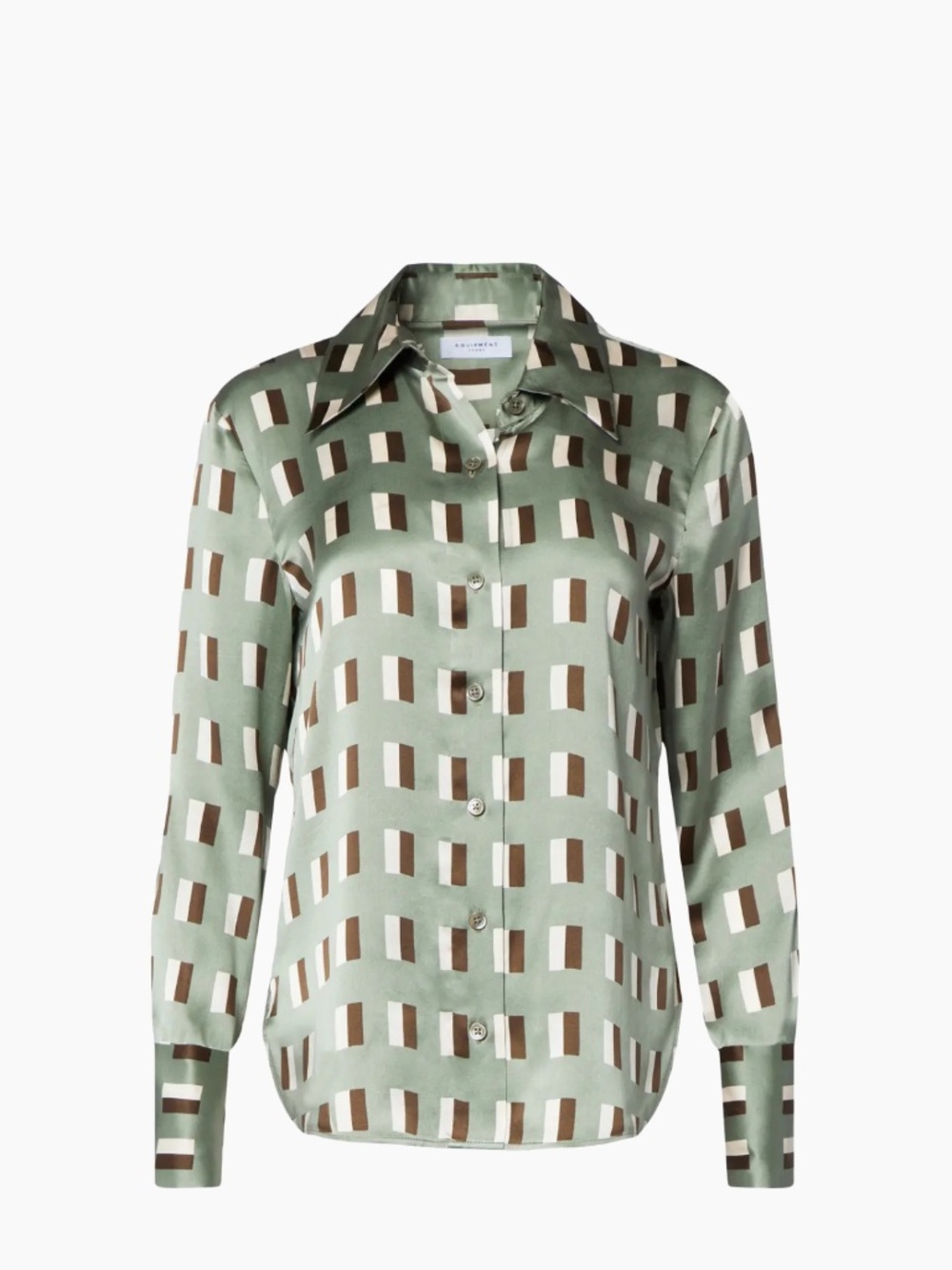 Equipment Quinne Silk Geometric Shirt - 100% Silk Seafoam Green